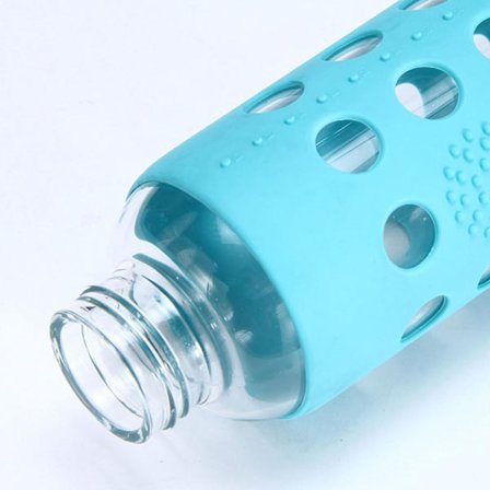 Sportglas Vattenflaska med Silikonhylsa med Lock BPA-fri Sportglas Vattenflaska med Silikonhylsa (Ljusblå)