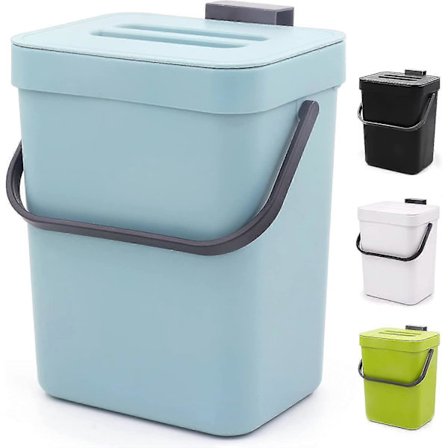 Kryc-kompostspand til køkkenbordplade - Mongtinglu 5l/1,3 Gal hængende lille skraldespand med låg, køkken under vask skraldespand, vægmonteret 