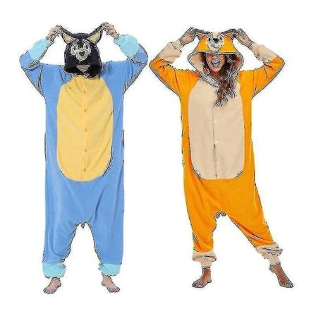 Djur Vuxna Seriefigur Hund Onesies Pyjamas Halloween Kostymer Hoppkompatibel Julgåva Bluey XL
