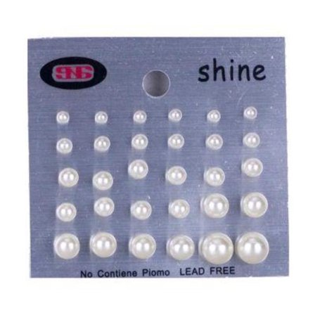 15 par Stud Örhängen - Vita Pärlor i 5 olika storlekar