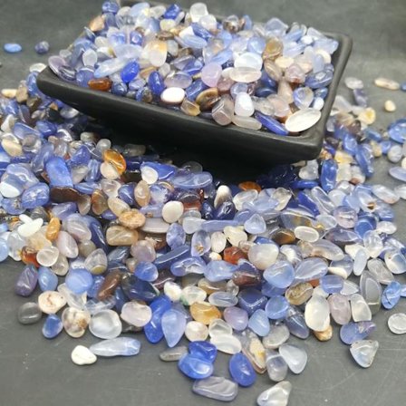 500g blålila - Kristallflis tumlade polerade naturliga agatgrusstenar - Dekorativa småsten B