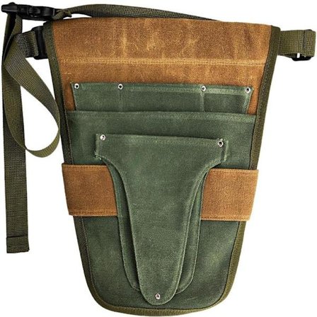 Praktisk havebælte med flere lommer til udendørs haveredskaber (grøn og brun)