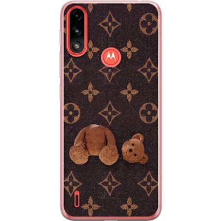 Yhteensopiva Puhelinkuori Motorola Motorola Moto E7 Power Graafinen monogrammikuvio, jossa taiteellisesti muotoiltu nalle