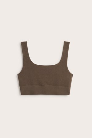 Kappahl | BH-topp i bomullsblanding | Mørkebrun