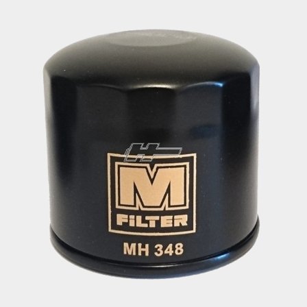 Hansen Marine Oljefilter MH 348 för båtmotorer, tillverkat i svart metall för optimal filtrering och hållbarhet.