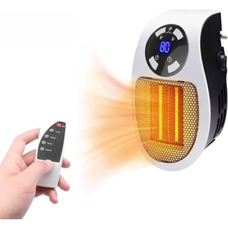 Bærbar elvarmer, lille elektrisk varmer med overophedningsbeskyttelse, justerbar elektronisk termostat