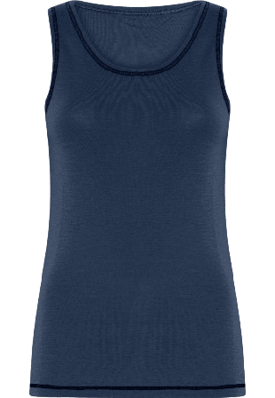 Dovre 100% Merinoull, Topp Med Breda Remmar, Blå Linnen Dam XL