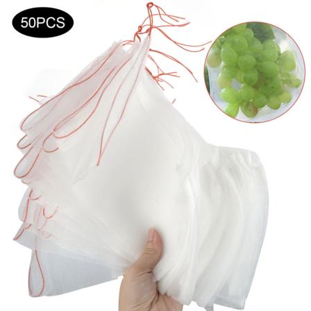 (50kpl) 25*15cm nylon mesh iso siemenpussi hedelmän hyönteissuojattu sideharso