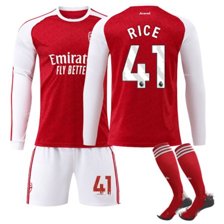 25-26 Arsenal Langermet NO.41 Rice Fotballdrakt - Høst Vintersett, Barneuniform