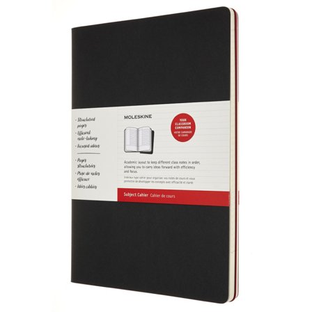Moleskine Cahier Subject A4 Black/Red Ruled