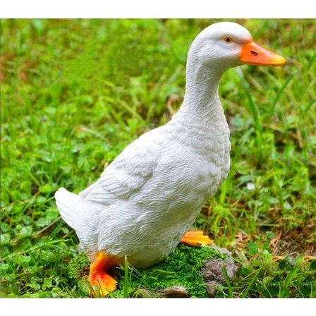 Havefigurer af and i polyetylen - velegnet til have, udendørs gård (lille hvid and)