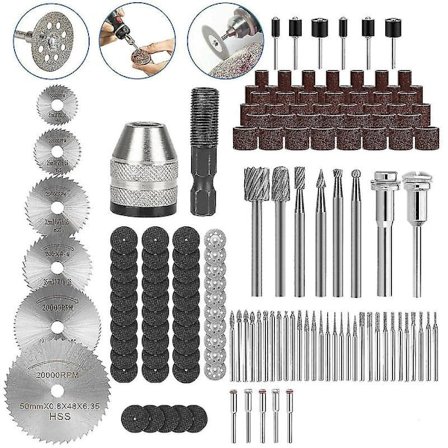 147 stk sagbladsett treskjæring sliping og polering skjærende tilbehør harpiks dobbeltnett slipeskive sett
