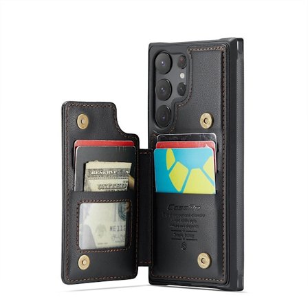 (Samsung Galaxy S21 Plus) Ohut PU-nahkainen lompakkokotelo jalustalla ja 5 korttipaikalla RFID-suojattu kaksoismagneettilukko