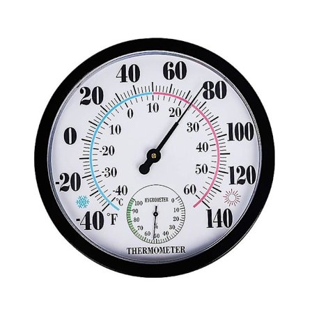 9.84in/25cm Rund Termometer Med Hygrometer Stor Inomhus Utomhus Väggtermometer Nej