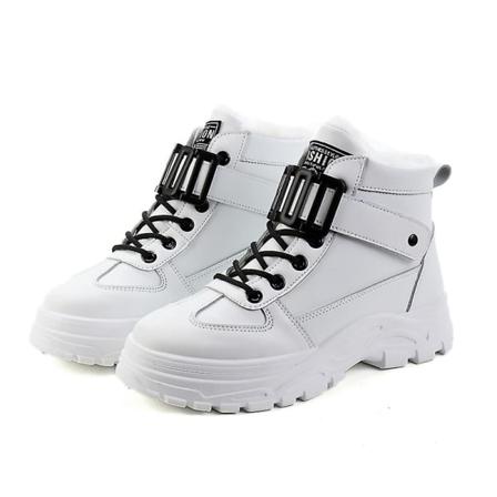 Paksut plyysiset, korkeakorkoiset lämpimät kengät naisille White 39