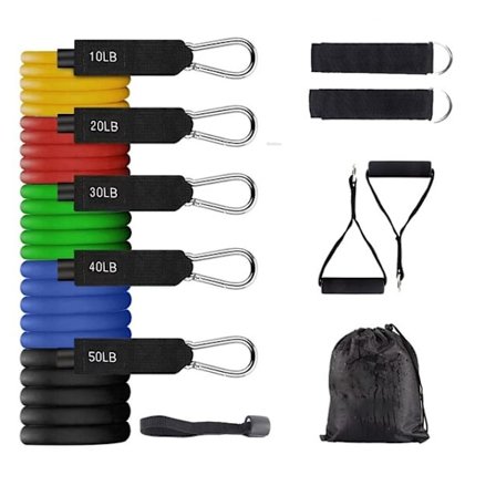 Resistance Band Set Träningsband Träningsband 5 rör Fitness med dörrankare Handtag Ben Ankelband och Fitness Stick