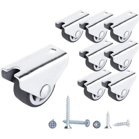 (Pakke med 8) 30mm Små Hjul Casters Gummihjul Faste Casters Heavy Duty Casters Ikke-Svingbare Hjul Møbelhjul (8)