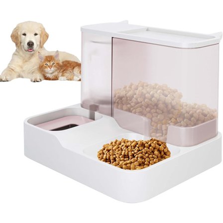 Automatisk tyngdkraftsmatare för katt, 2 i 1 tyngdkraftsmatare för husdjur och vattenbehållare, allt-i-ett automatisk valpmatare, vattentillförsel för