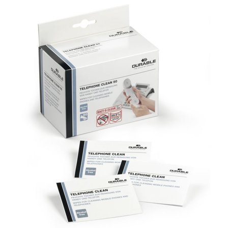 Durable Universalrengöringsdukar, TELEPHONE CLEAN 50, vita 50/fp - Lyreco - Datorprodukter - Datorrengöring - Rengörings-servetter