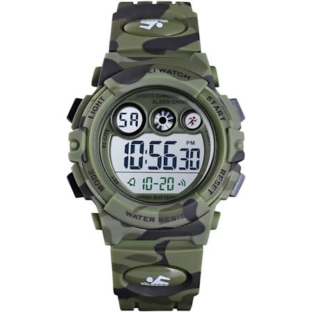 Barne-ur Digital Sportur for gutter og jenter Utendørs Vanntette ur med alarm Stoppklokke Militær Barne-armbåndsur Alder 5-10