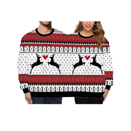 Ful jultröja för två personer, dam herr, sammanfogad tvilling, 3D-tryckt parhoppare, rolig