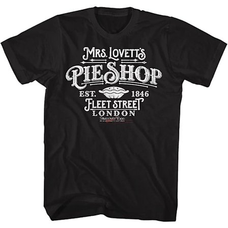 Sweeney Todd Movie T-shirt Lovett's Pie Shop Svart Vuxen Kortärmad T-shirt Grafiska T-shirts Herr