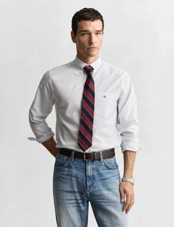 GANT Reg Classic Poplin Banker Shirt - Blue - S