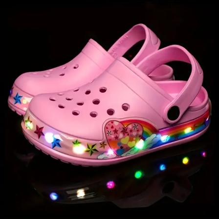 Tyttöjen trendikkäät LED-valolla varustetut tukikengät, mukavat liukumattomat rennot hengittävät tossut ulkoaktiviteetteihin Pink Color 26