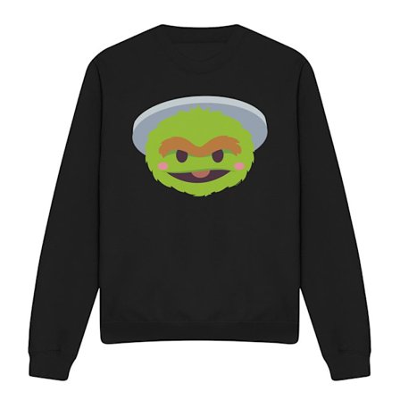 Sesame Street Unisex Vuxen Oscar The Grouch Kawaii Ansikte Sweatsh