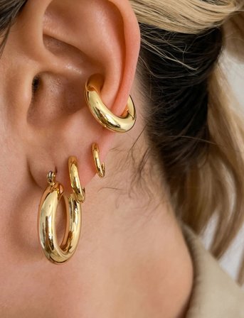 LUV AJ The Plain Amalfi Huggies-14K Antique Gold - Gold - ONE SIZE