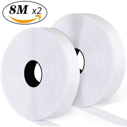 Burretape 20 mm x 8 m Hvid Selvklæbende med Bagside Kompatibel med De Fleste Mærker