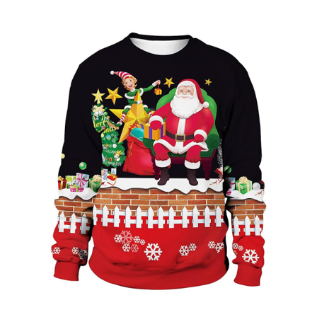Joulupaita Talvi Syksy Crew Neck Tops Pusero Pure Santa Printed CNMR Santa Claus L