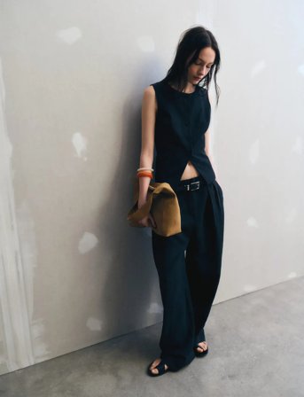 Mango Straight Lyocell Suit Waistcoat - Black - S