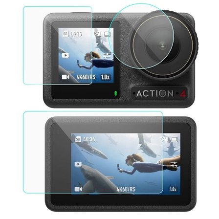 SUNNYLIFE OA4-BHM667 3 delar skärmskydd i härdat glas för DJI Osmo Action 4