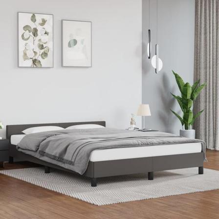 Vidaxl Sängram Med Huvudgavel Grå 140x200 Cm Konstläder Grå