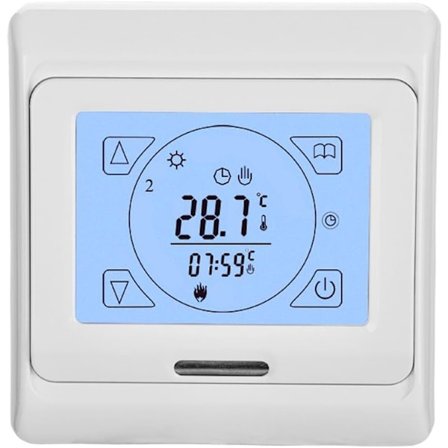 Digital Programmerbar Elektrisk Golvvärmetermostat med Touchskärm, Luft- och Golvgivare