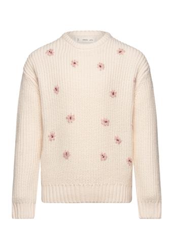 Floral Embroidery Sweater Tops Knitwear Pullovers Pink Mango
