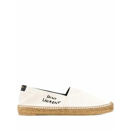 Saint Laurent, Embroidered Logo Espadrilles Biały, Kobieta, Rozmiar: 40 EU