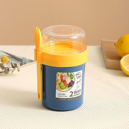 Frukostbehållare Havreburkar med lock BLÅ S