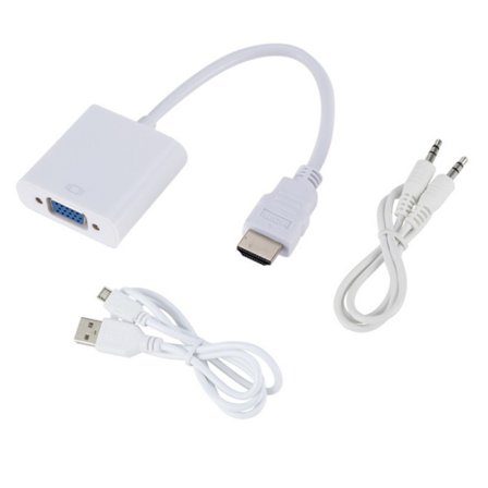 hdmi till vga med ljud + strömadapter hdmi till vga HD-adapterkabel, 2-pack