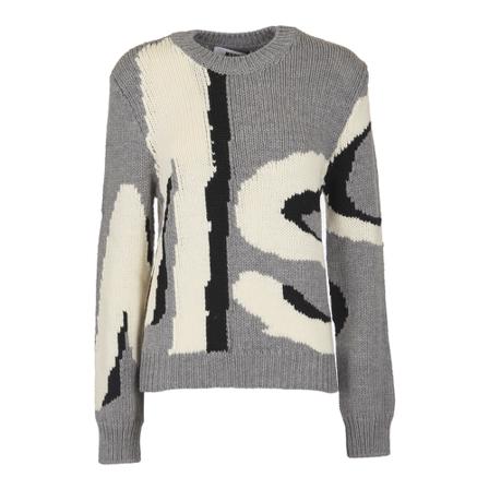 Msgm, Round-neck Knitwear Grijs, Dames, Maat:M