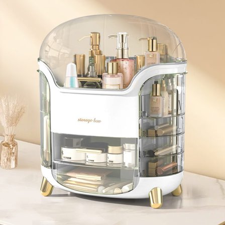 Luksuriøs Makeup Organizer - Vandafvisende, Støvfri, Stor Kapacitet Vanity Opbevaring med Låg til Badeværelsesbordplade, Soveværelse, Kommode (YJD)