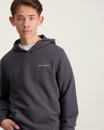 Lyle & Scott Script Embroidered Hoodie Grå Huvtröjor/Hoodies Kille - Kids Brand Store