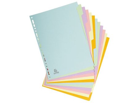 EXACOMPTA Tom avdelare, Presspan, 12 delar, A4, pastell - Lyreco - Kontorsmaterial - Pärmar och register - Pappersregister