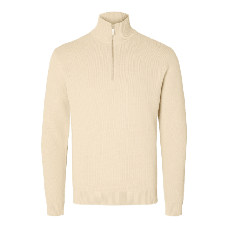 Selected Homme Stickad Tröja Half Zip DANE Tröjor Herr Beige XXL