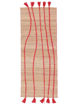 Inom- Och Utomhusmatta Liten Waves - Beige/Röd 80X200 I Rustik Stil