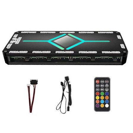 12-ports ARGB + 10-ports PWM Magnetisk Sugekop Sort