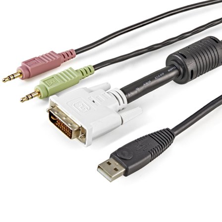 StarTech 6 ft 4-in-1 USB DVI KVM Cable with Audio and Microphone - DVI KVM Cable - USB KVM Cable - KVM Switch Cable (USBDVI4N1A6) -