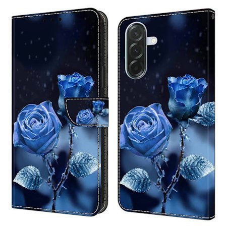 Samsung Galaxy A36 5G Etui med pung Mønster print Stand Leather Flip Phone Cover - Blå Roser