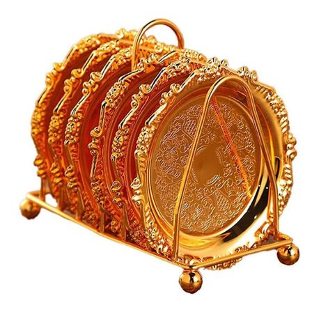 Kreative glasbrikker fra Coaster med dekorativt stativ, skridsikre metalbrikker til kopper, borddisplay med holder